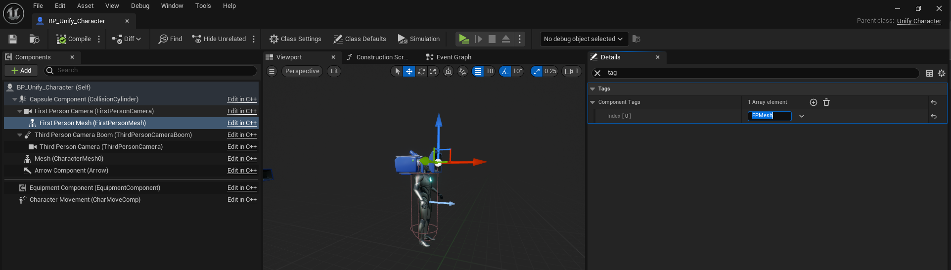Character Mesh Component Tags