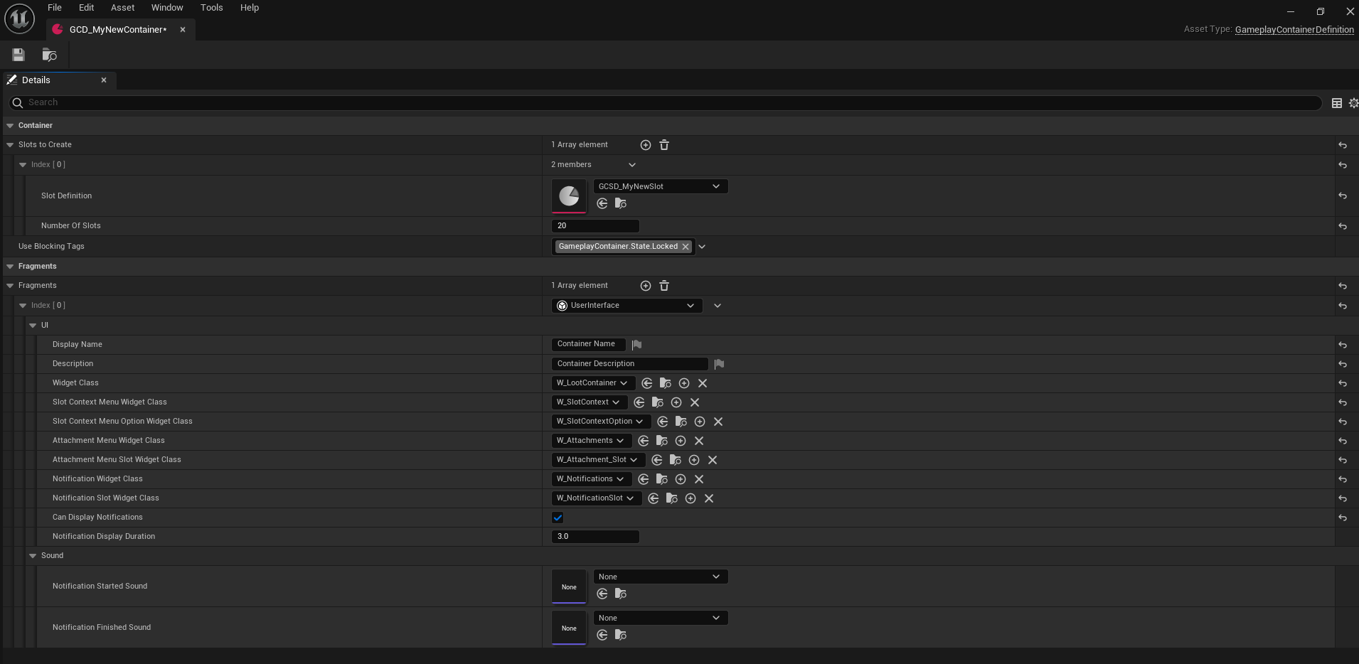 UI Fragment Configuration